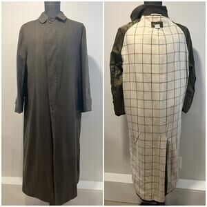 Vintage Loro Piana Italian Cashmere Trench Coat Dark Green Storm System Sz 52 JP